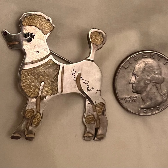 Vintage sterling silver POODLE pin - Picture 4 of 9